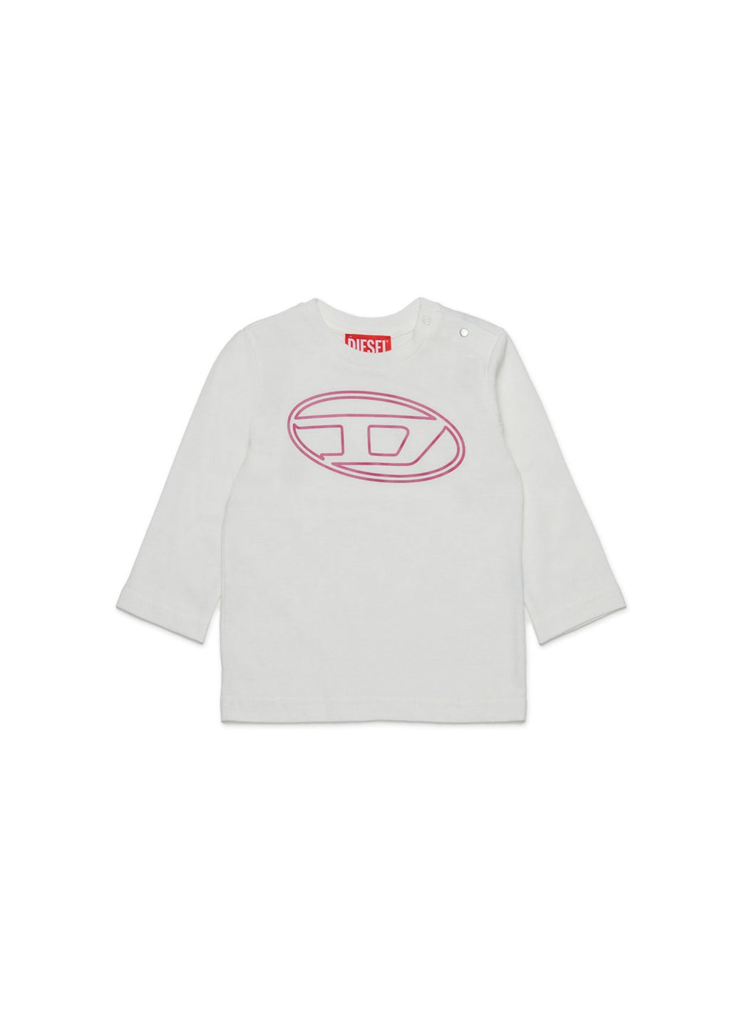 Diesel Kids T-Shirt Bianca Lunghe Maniche con Oval D per Neonate