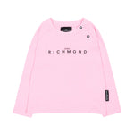 John Richmond Kids T-Shirt Manica Lunga Rosa in Cotone con Logo Stampato per Bambine