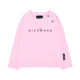 John Richmond Kids T-Shirt Manica Lunga Rosa in Cotone con Logo Stampato per Bambine