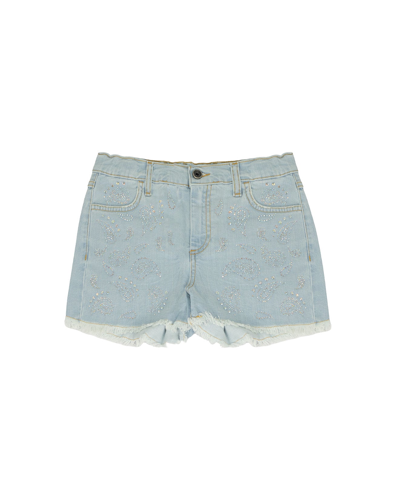 Patrizia Pepe Kids Short in Denim con Strass per Bambine