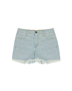 Patrizia Pepe Kids Short in Denim con Strass per Bambine