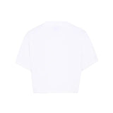 Moschino Kids T-Shirt Crop Bianco con Teddy Bear per Bambine