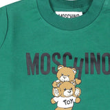 Moschino Kids Felpa Verde con Stampa Logo Teddy Bear per Neonati (dettaglio)
