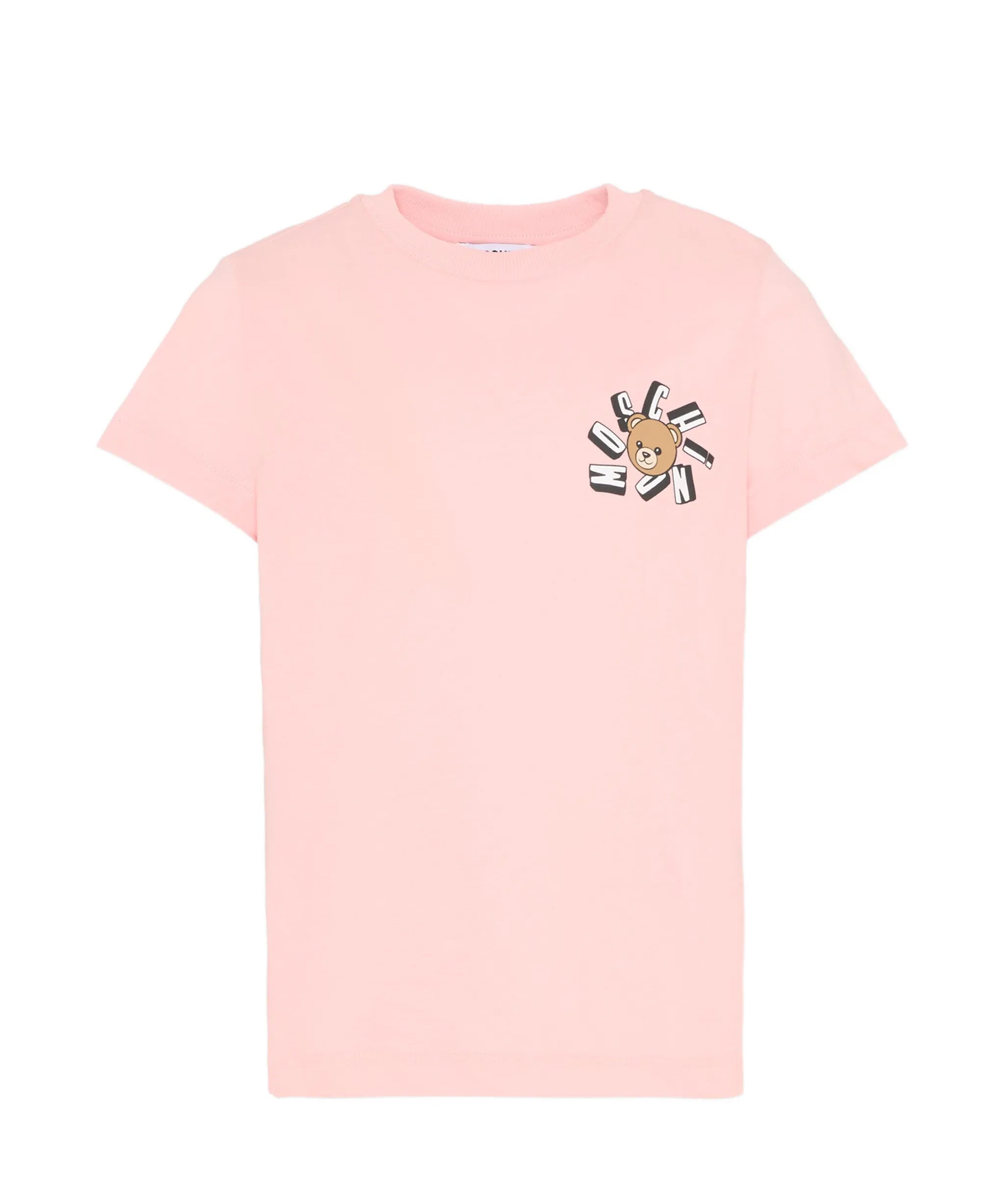 Moschino Kids T-Shirt Rosa con Piccolo Logo Teddy Bear per Bambine