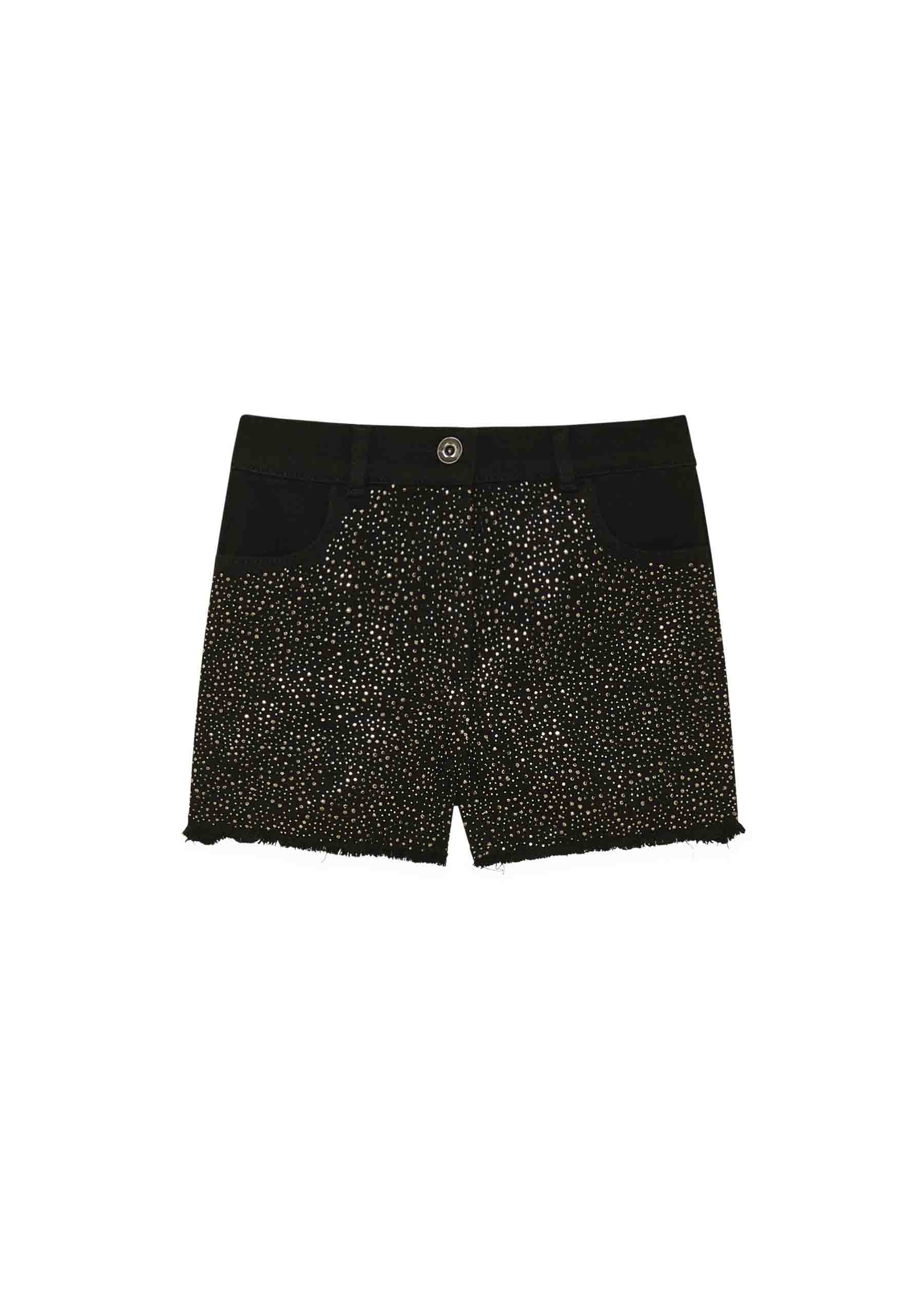 Patrizia Pepe Shorts Neri con Applicazione Strass per Bambine