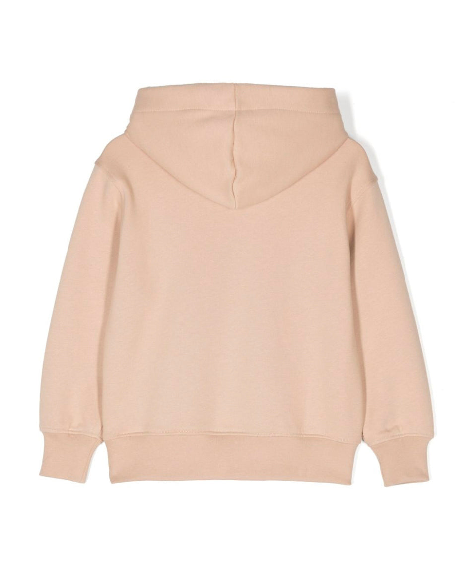 MSGM Kids Felpa Beige con Cappuccio con Stampa (retro)