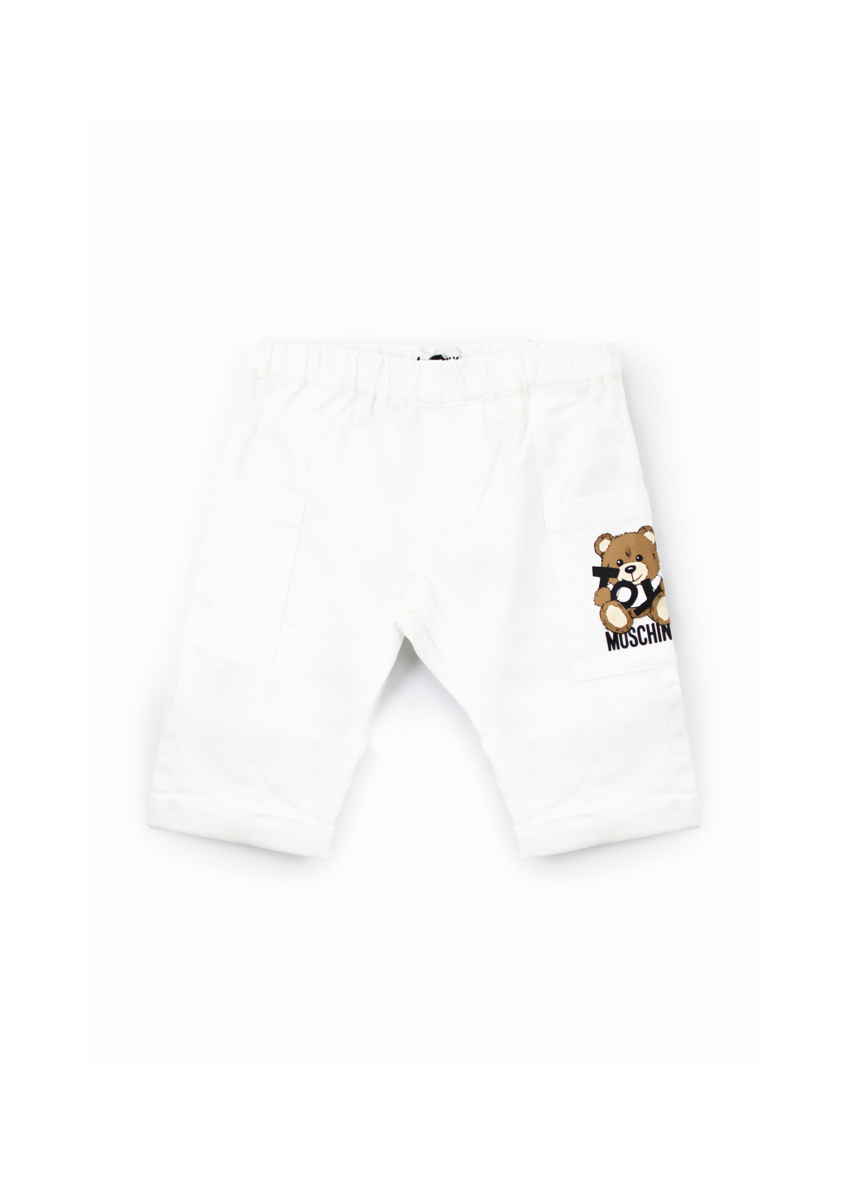 Moschino Kids Pantaloni Bianchi con Stampa Toy per Neonati