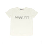 Patrizia Pepe Kids T-Shirt Bianco con Strass Nero per Bambine