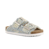 Colors of California Kids Sandalo Denim Bianco Doppia Fascia con Strass per Bambine