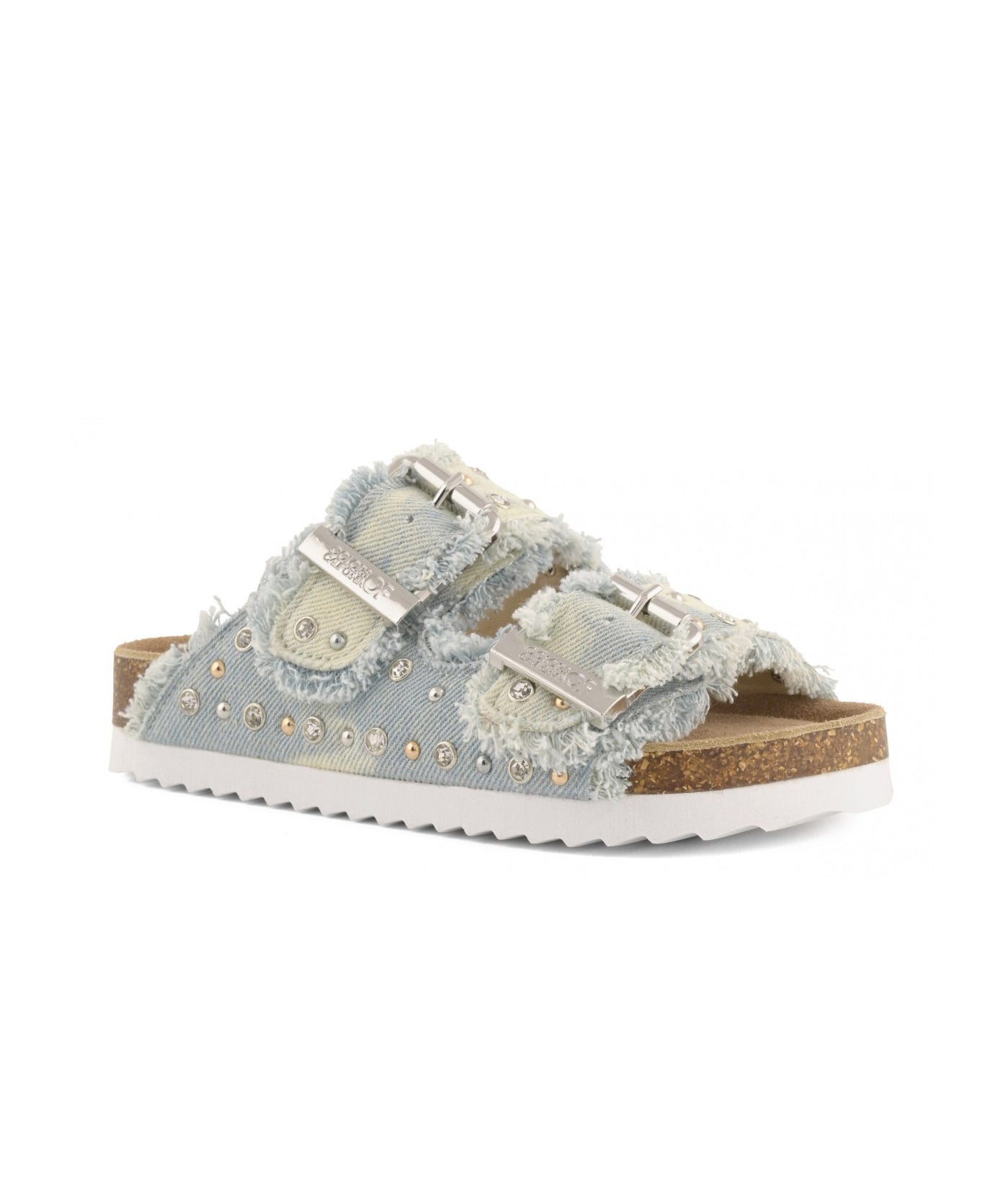 Colors of California Kids Sandalo Denim Bianco Doppia Fascia con Strass per Bambine