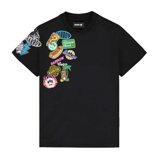 Barrow Kids T-Shirt Nero Fantasia Stickers Unisex