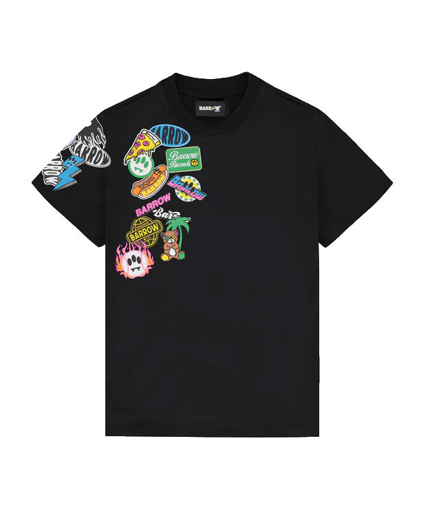Barrow Kids T-Shirt Nero Fantasia Stickers Unisex