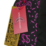 Sprayground Kids Think On It Zaino Nero con Stampa Shark Mouth e Dollari Rosa