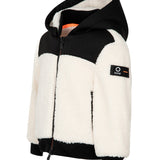 SUNS Kids Giubbotto Teddy Bianco e Nero con Cappuccio per Bambini