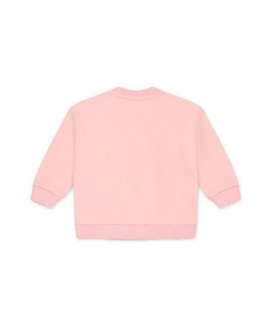 Moschino Kids Felpa Rosa con Stampa Colorful per Neonate