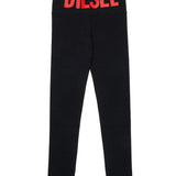 Diesel Kids Leggins Nero con Logo Rosso per Bambine