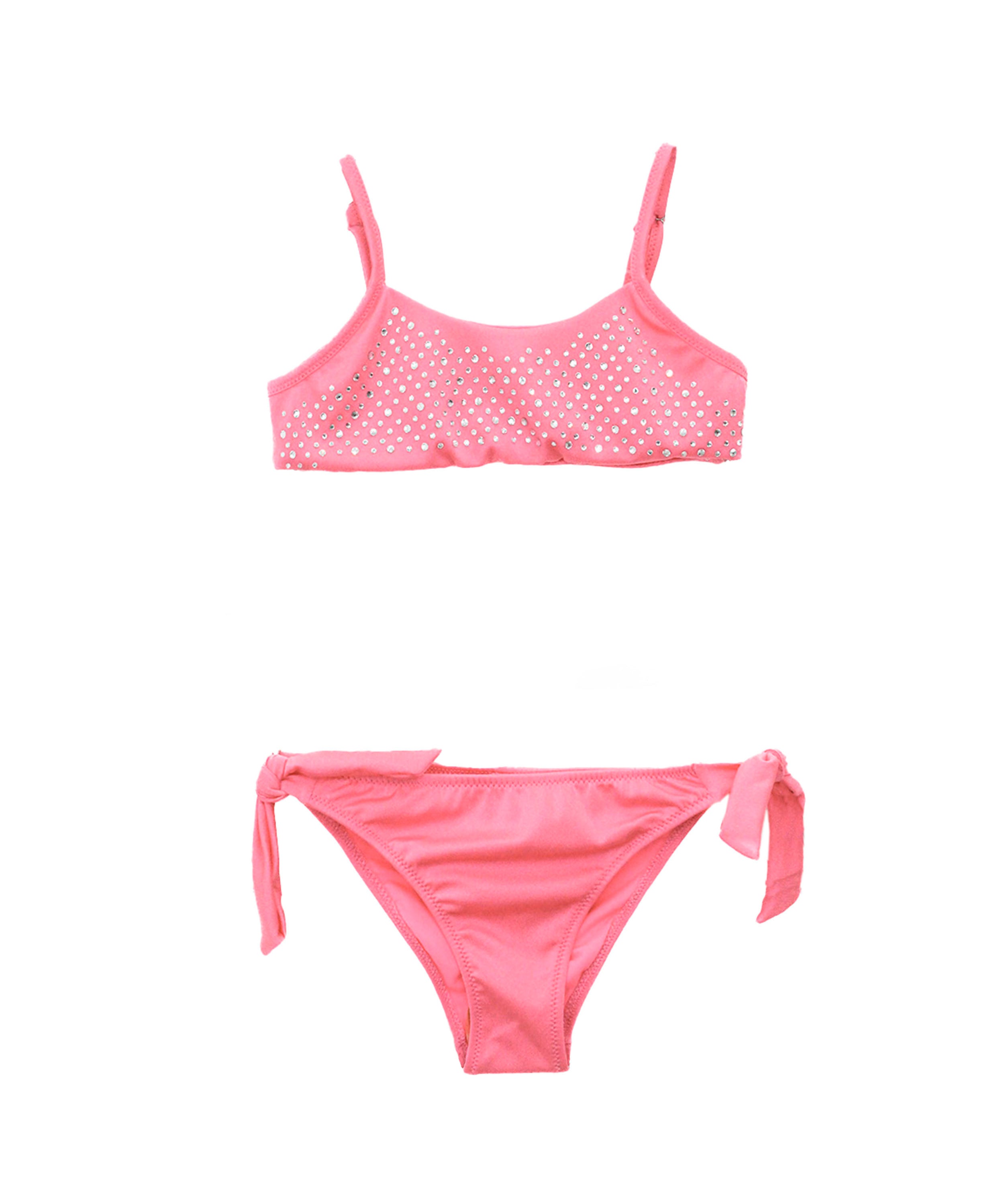 4GIVENESS Costume Bikini Fucsia a Fascia con Strass per Bambine
