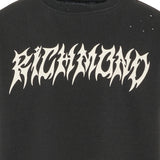 John Richmond Kids T-Shirt Nero con Stampa Lettering e Strass per Bambini