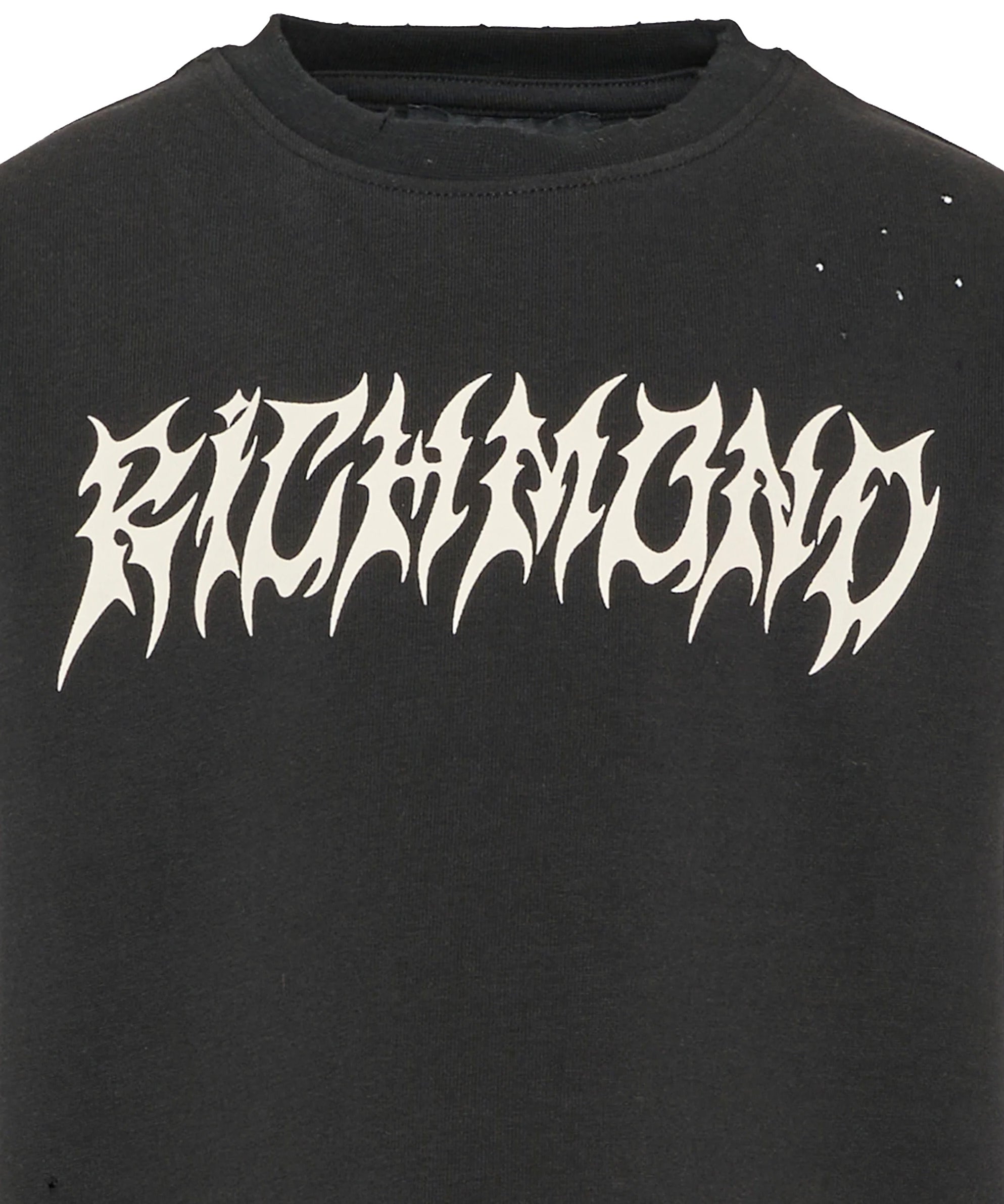 John Richmond Kids T-Shirt Nero con Stampa Lettering e Strass per Bambini