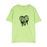 Pinko Kids T-shirt Lime con Logo e Strass (fronte)