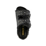 Colors of California Sandalo Doppia Fascia Nero con Strass per Bambine