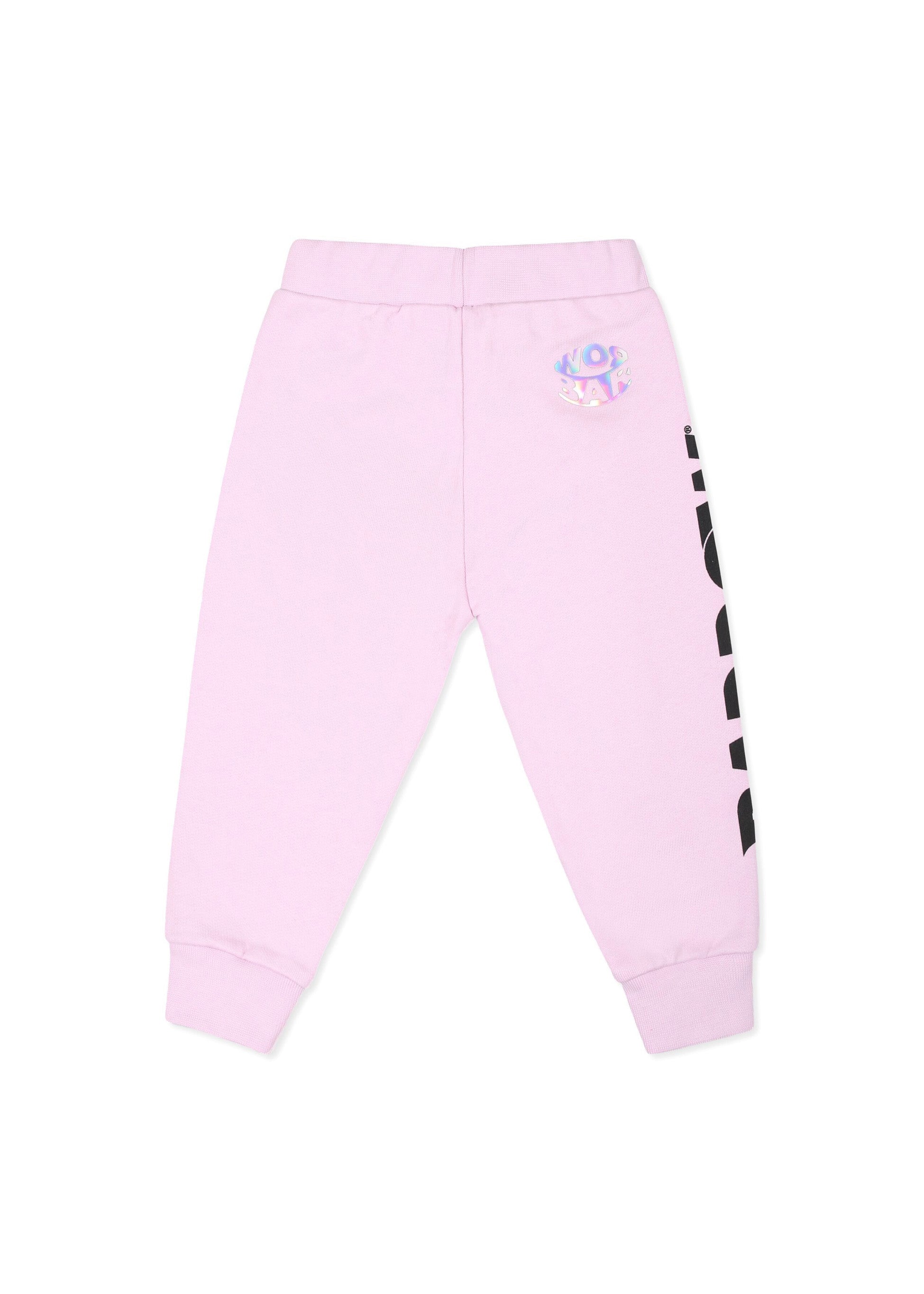 Barrow Kids Pantaloni Rosa in Felpa con Stampa Logo per Neonate (retro)