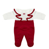 Elisabetta Franchi La Mia Bambina Tutina Avorio e Rosso con Volant e Logo per Neonate