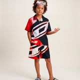 Diesel Kids Ciabatta Nero con Logo Bianco Unisex