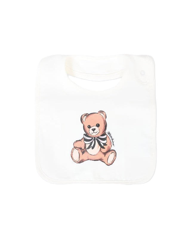 Moschino Kids Tutina con Bavetta Panna con Teddy per Neonate