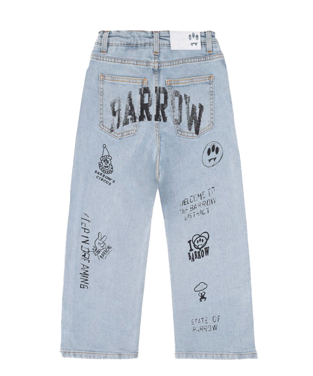 Barrow Kids Denim Jeans Classico con Stampe per Bambini
