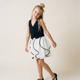 Patrizia Pepe Kids White/Black Dress with Vest and Ruffle Skirt for Girls