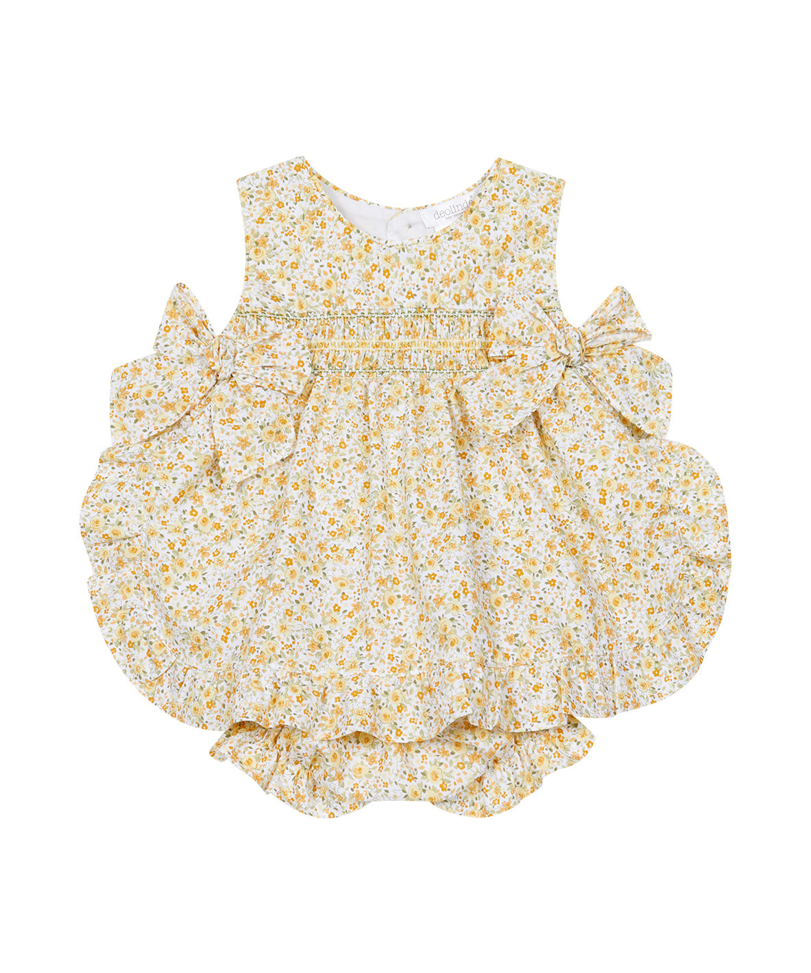 Deolinda Kids Abito + Mutandina Paglierino Fantasia Fiori per Neonate
