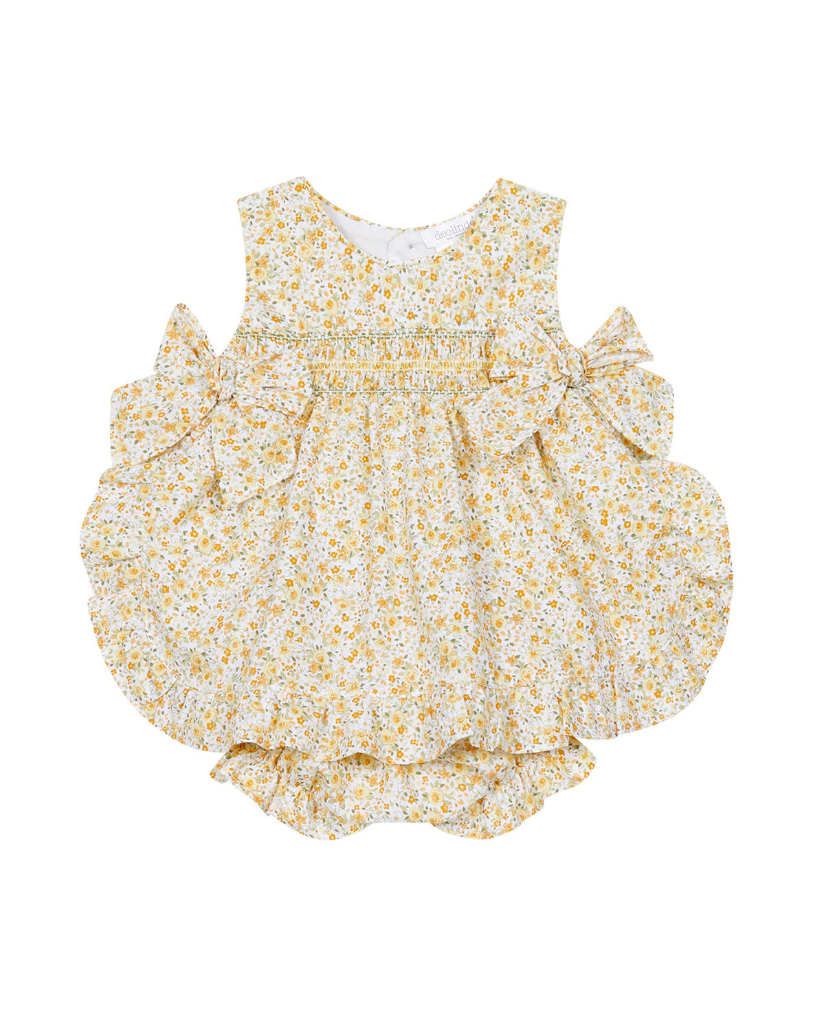 Deolinda Kids Abito + Mutandina Paglierino Fantasia Fiori per Neonate