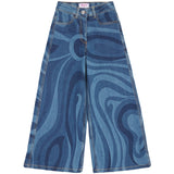 Emilio Pucci Kids Pantalone in Denim Blu Fantasia per Bambine