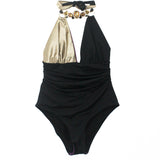 Ilaria Vitagliano Costume Monokini Nero/Bronzo per Bambine (fronte)
