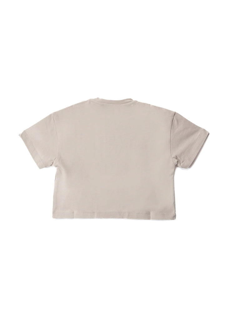 Elisabetta Franchi La Mia Bambina T-Shirt Perla Crop con Logo (retro)