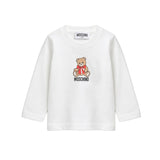 Moschino Kids Maglia Panna a Maniche Lunghe con Stampa Teddy Bear e Logo per Neonati