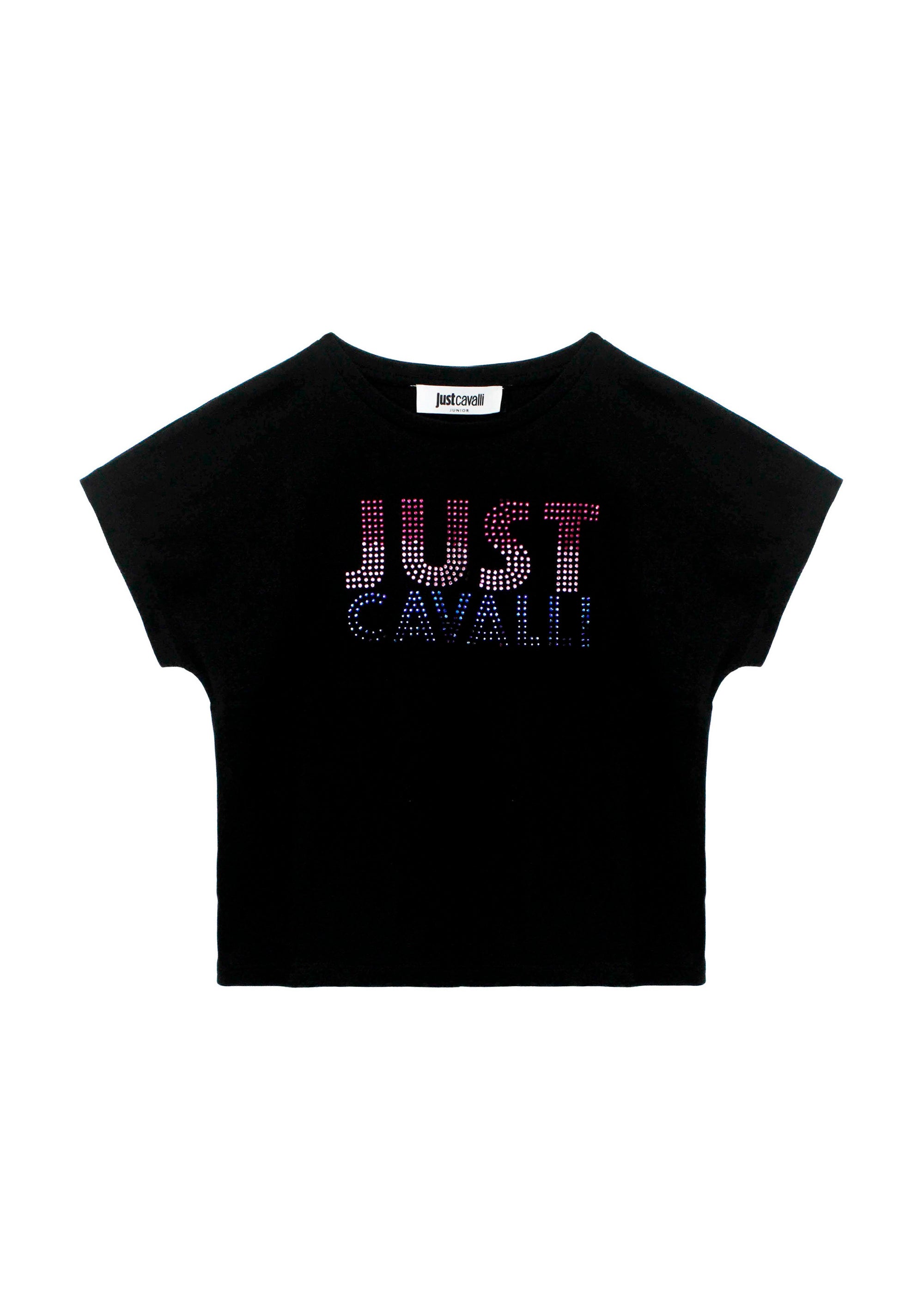 Just Cavalli T-Shirt Crop Nera per Bambine (fronte)