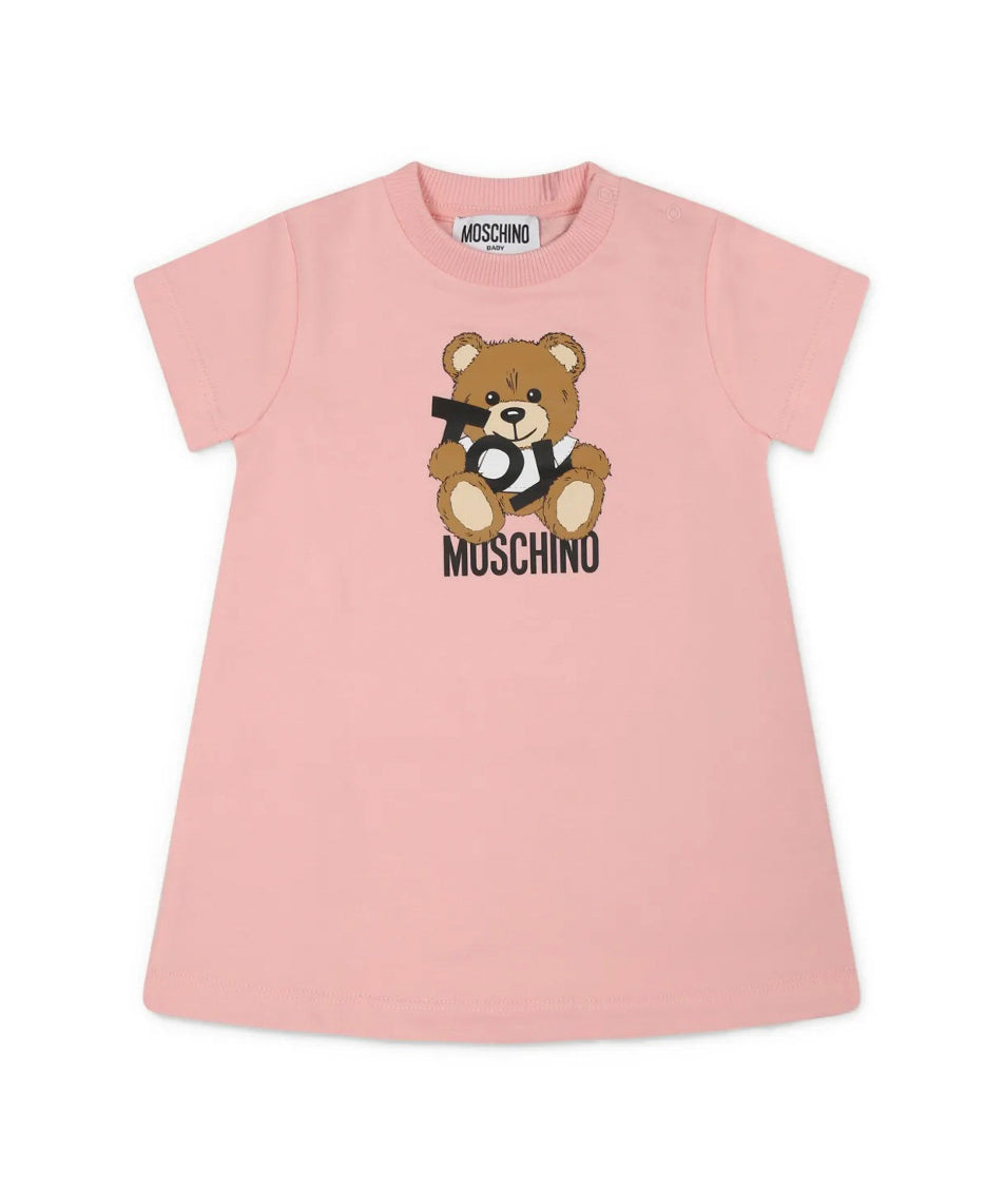 Moschino Kids Abito Rosa con Stampa Toy per Neonate