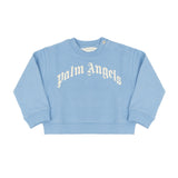 Palm Angels Kids Felpa Girocollo Celeste con Stampa Logo per Neonati