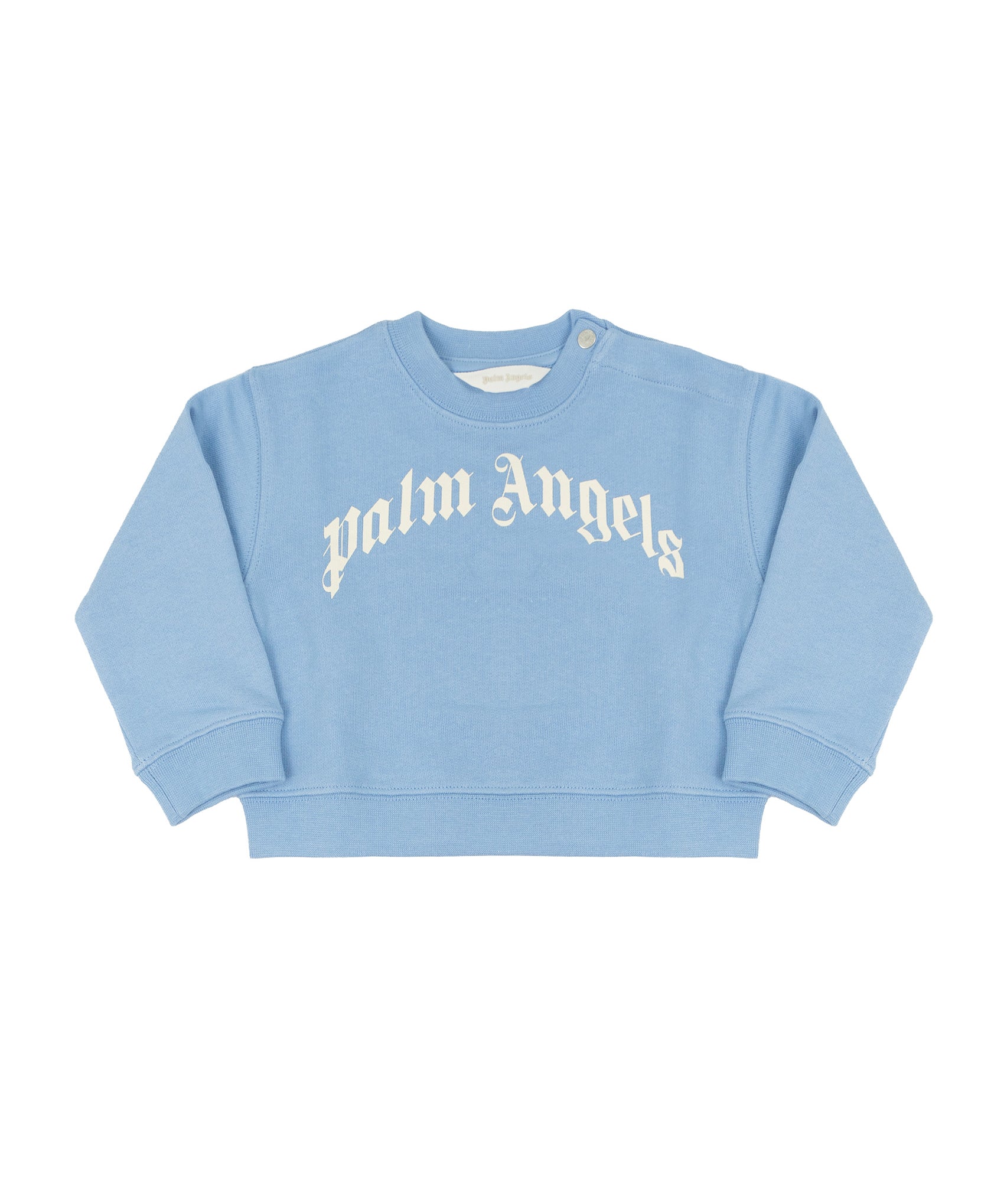 Palm Angels Kids Felpa Girocollo Celeste con Stampa Logo per Neonati