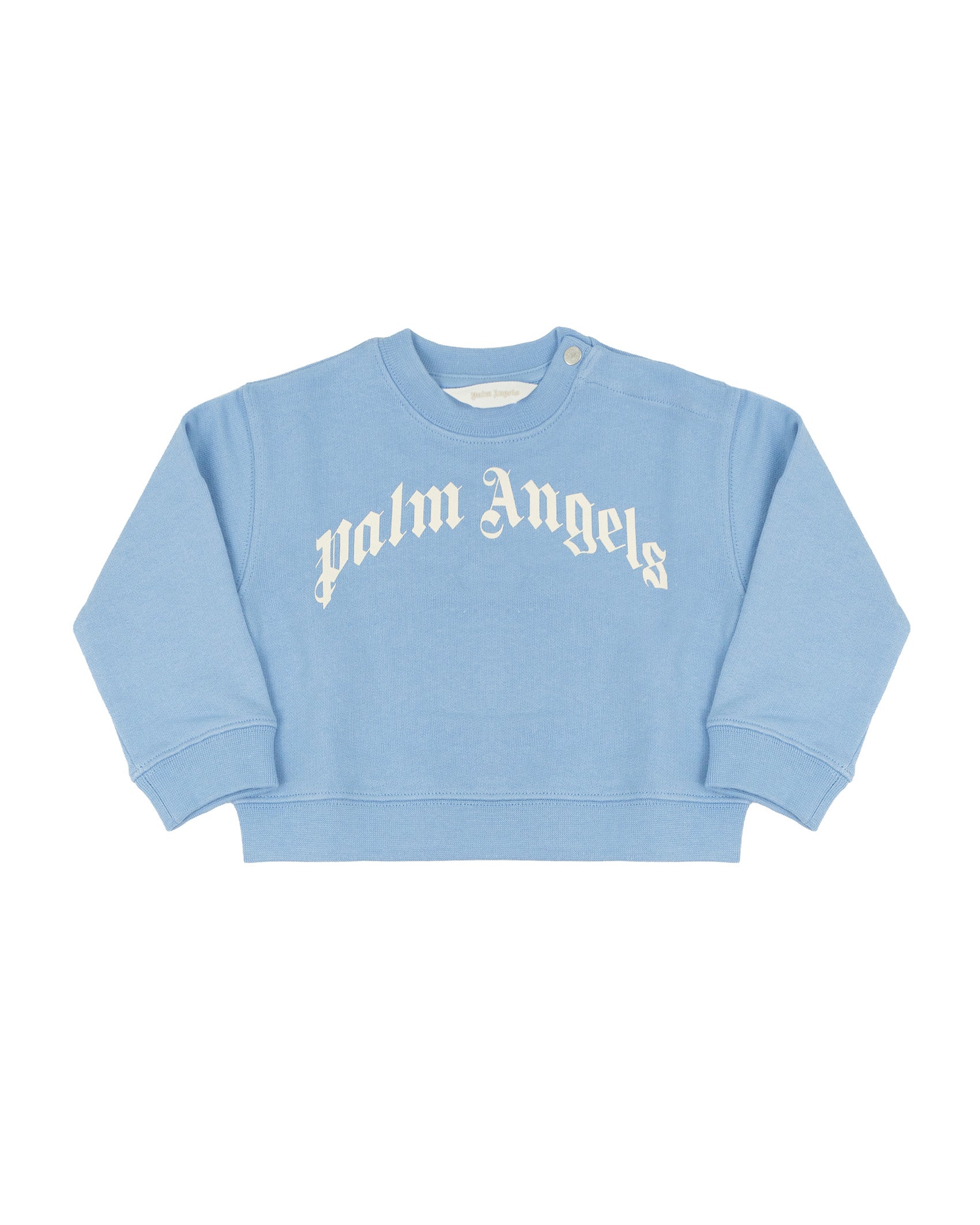 Palm Angels Kids Felpa Girocollo Celeste con Stampa Logo per Neonati