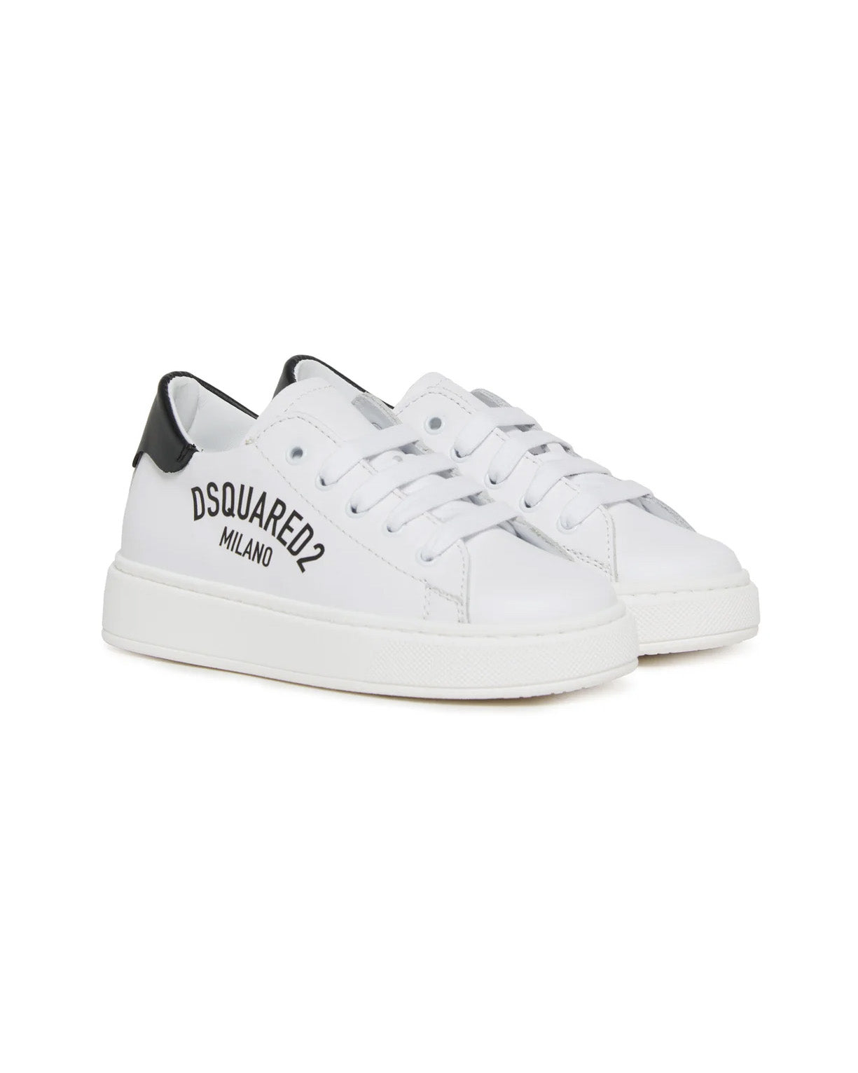 Dsquared2 Kids Sneakers Bianco con Logo Nero per Bambini