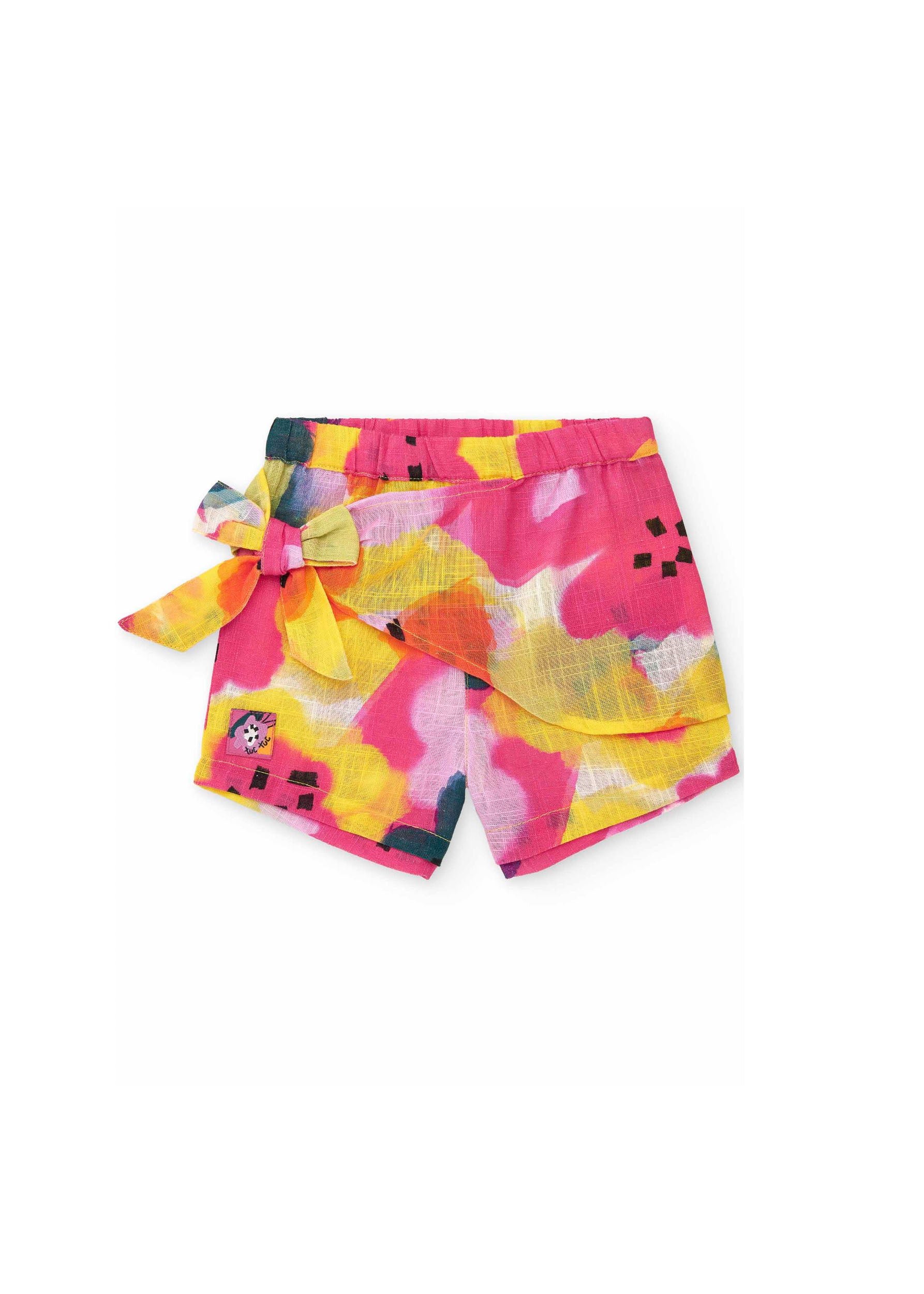 Tuc Tuc Short Fucsia Multicolor con Fiocco per Neonate