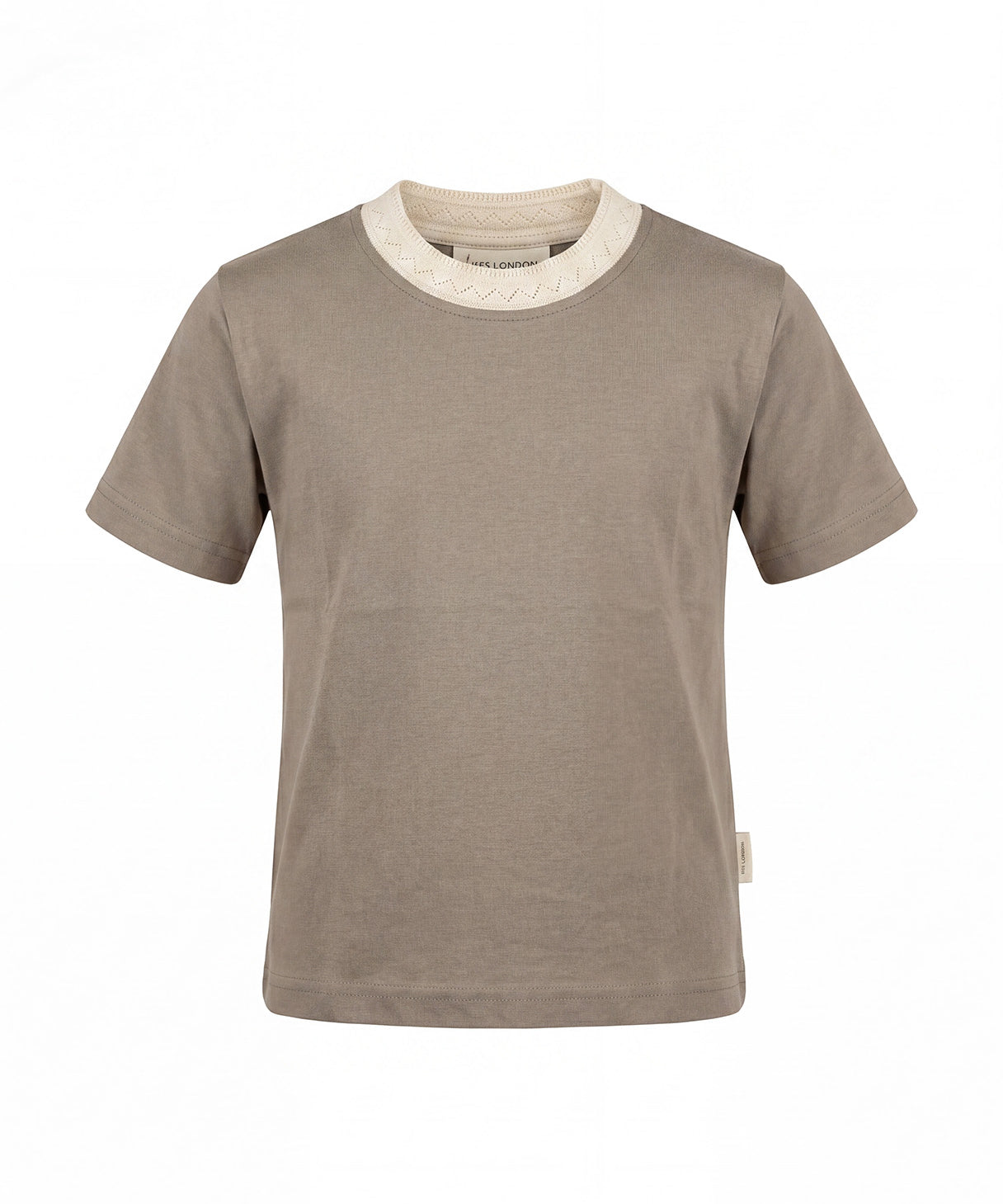 Yes London Kids T-Shirt Fango con Colletto Ricamato per Bambini