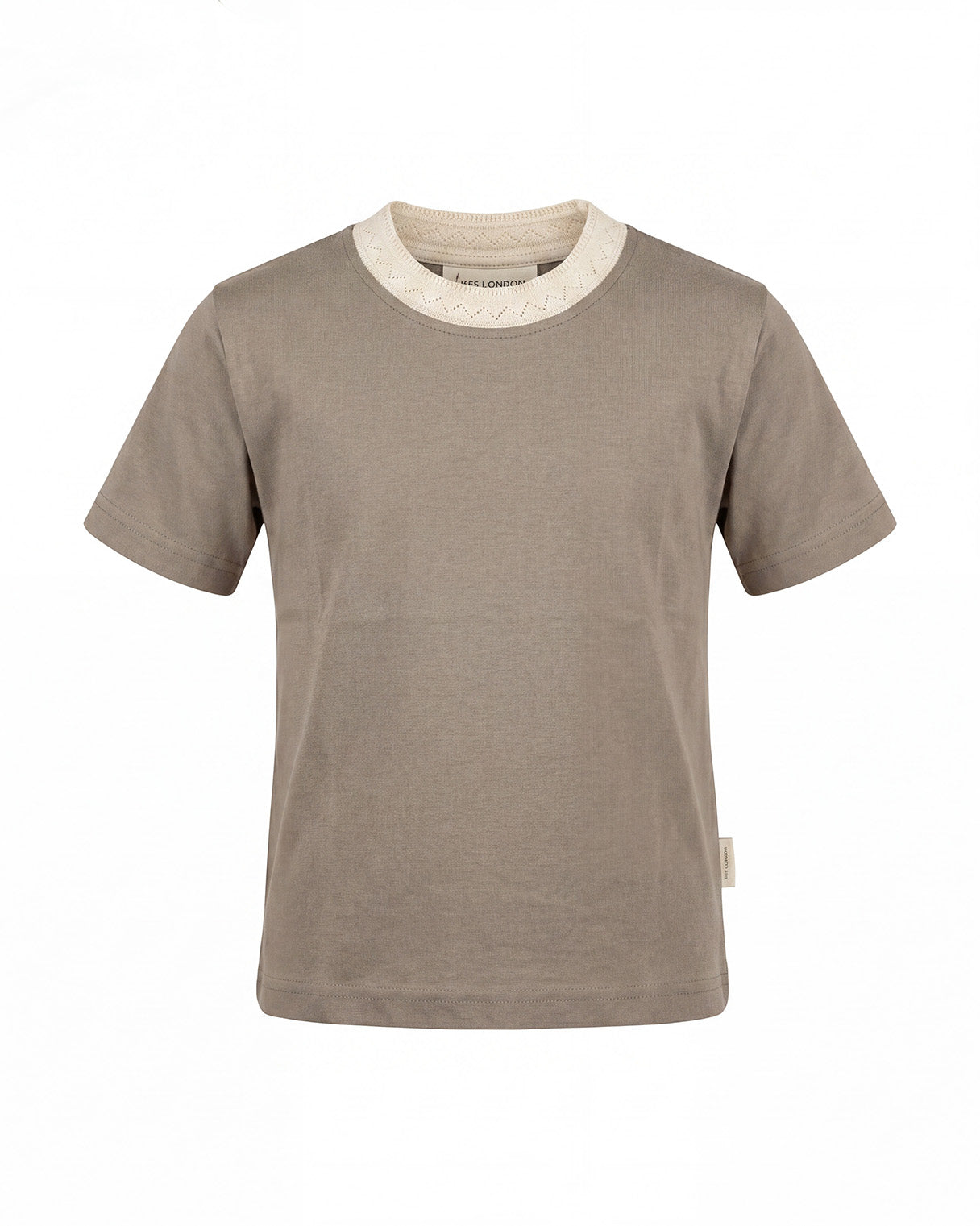 Yes London Kids T-Shirt Fango con Colletto Ricamato per Bambini