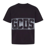 Gcds Kids T-Shirt Nero con Banda Logo per Bambini