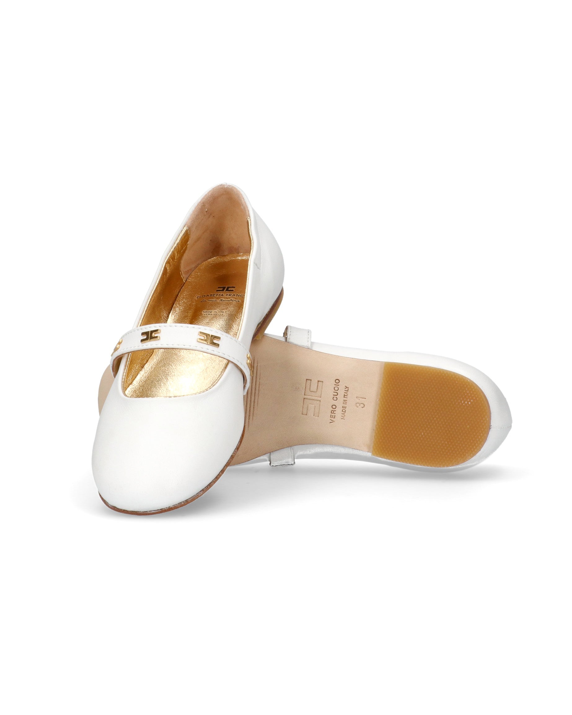 Elisabetta Franchi La Mia Bambina Ballerina Bianco con Cinturino per Bambine