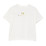 Elisabetta Franchi La Mia Bambina T-Shirt Avorio con Logo Oro per Bambine