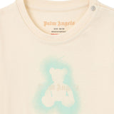 Palm Angels Kids T-Shirt Off-White Stampa Spray Teddy per Neonati